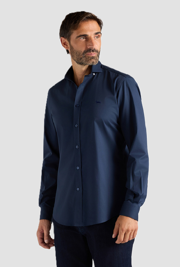 Camicia in tessuto tecnico uomo blu oceano 