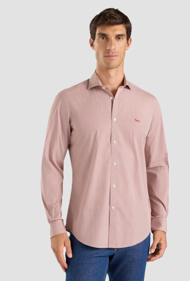Camicia narrow fit uomo rosso mattone 