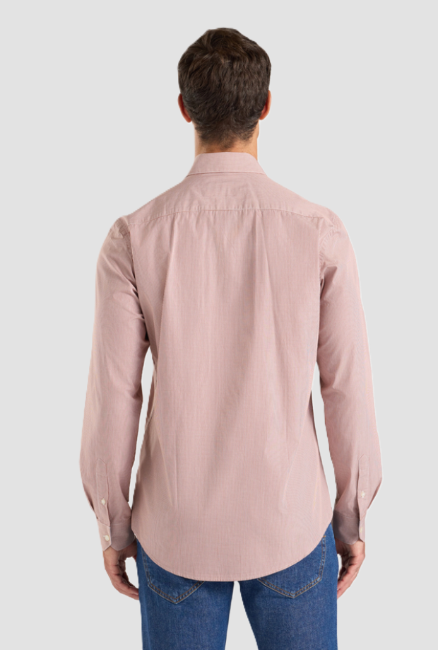 Camicia narrow fit uomo rosso mattone 