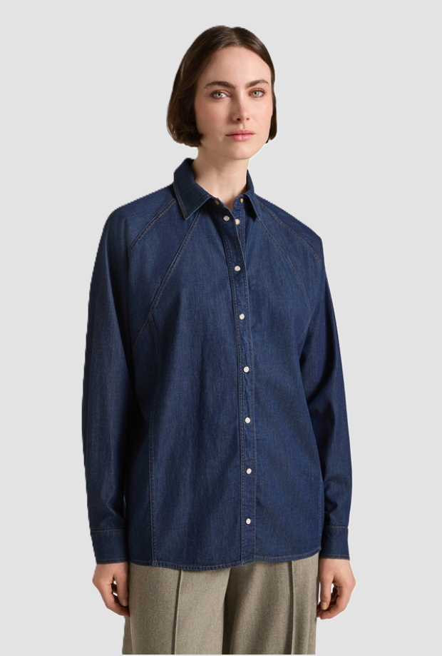 Camicia over fit donna blu denim 