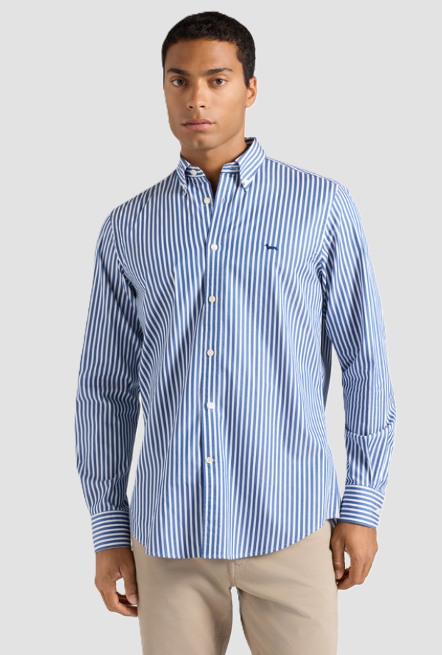 Camicia a righe uomo blu sport 