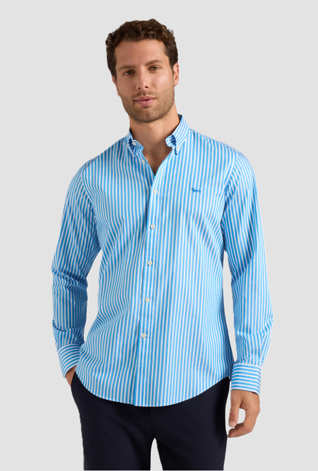Camicia a righe uomo azzurro 