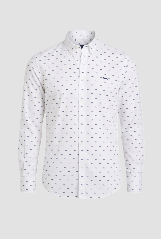 Camicia con stampa all over uomo blu marine 