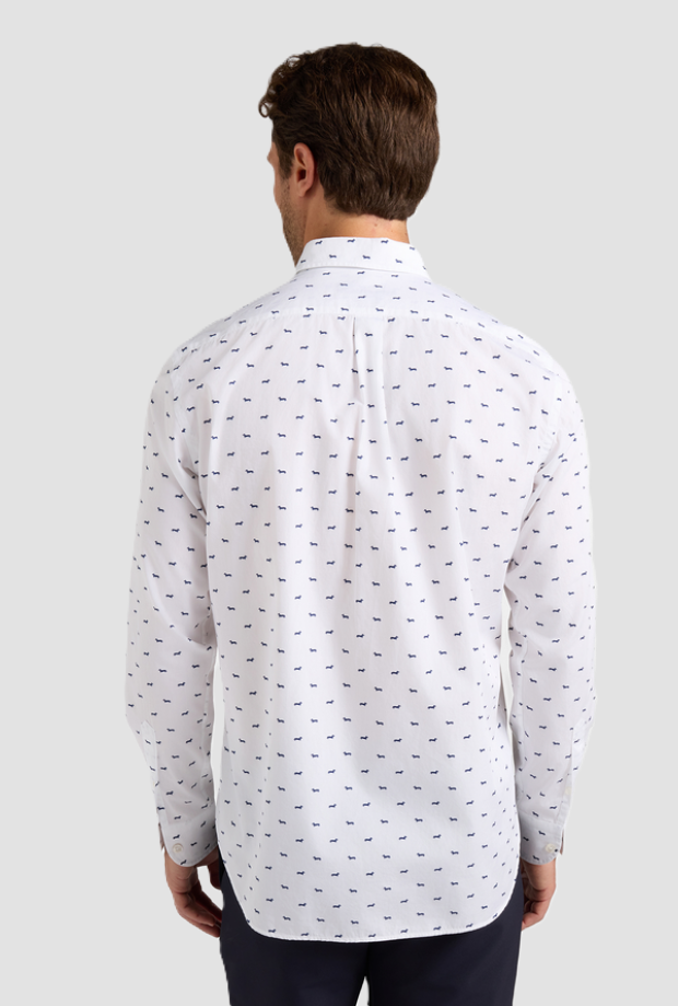 Camicia con stampa all over uomo blu marine 