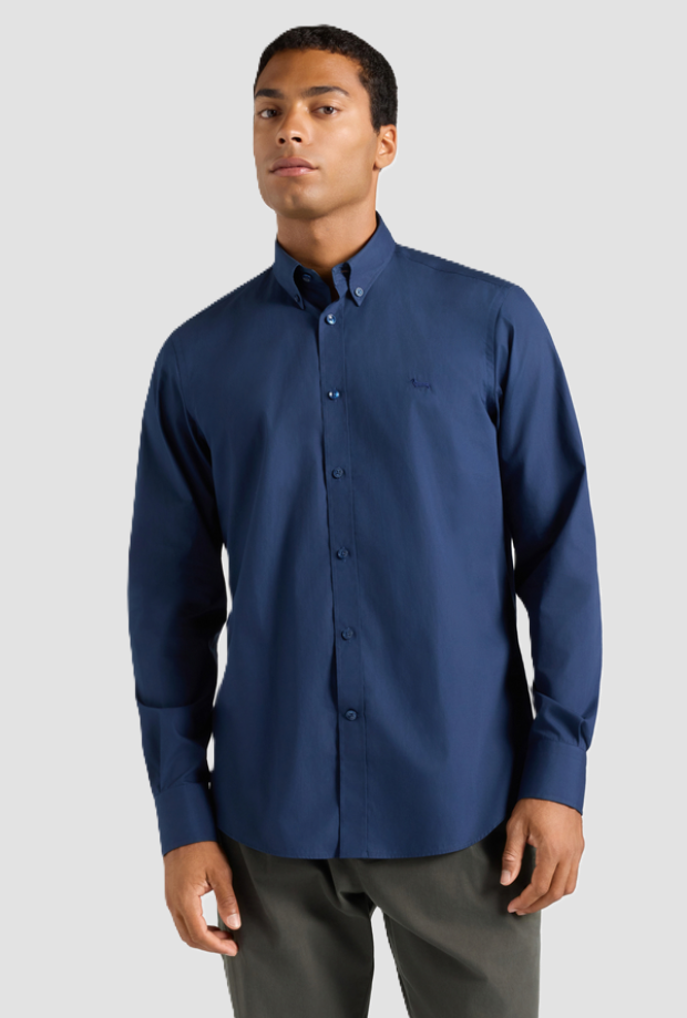 Camicia in popeline uomo blu scuro 