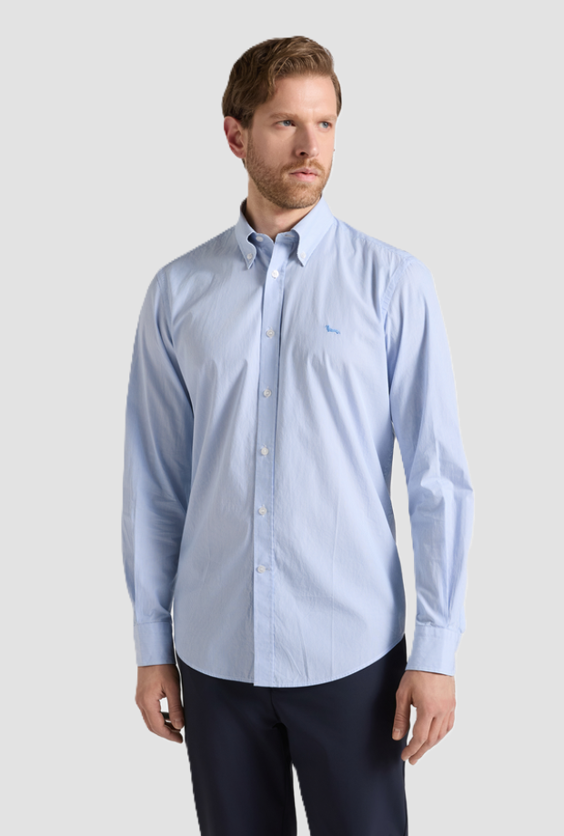 Camicia micro riga da uomo azzurro cielo 
