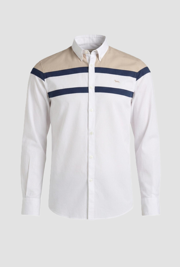 Camicia a fasce da uomo bianco 
