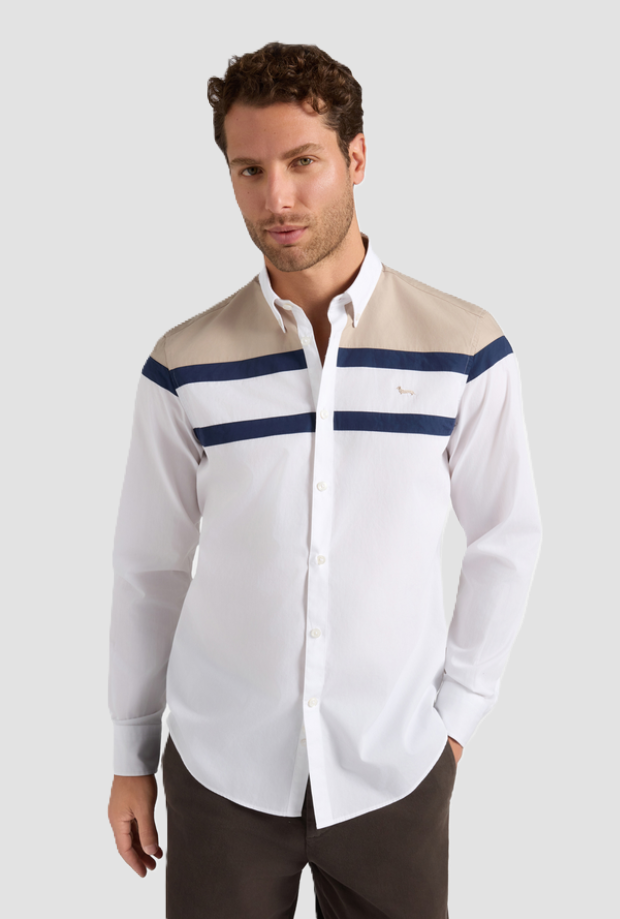 Camicia a fasce da uomo bianco 