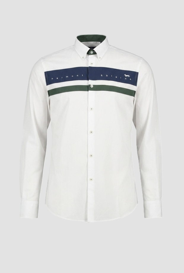 Camicia con fascia da uomo bianco 