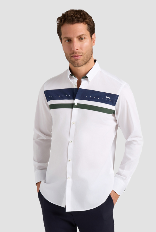 Camicia con fascia da uomo bianco 