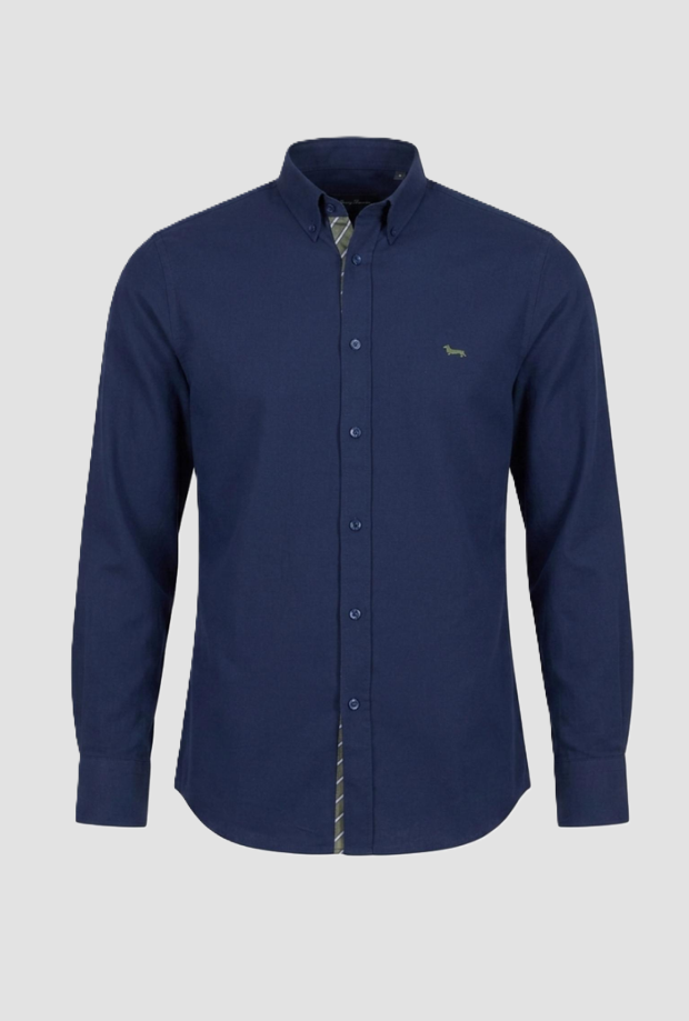 Camicia con finta regimental uomo blu scuro 
