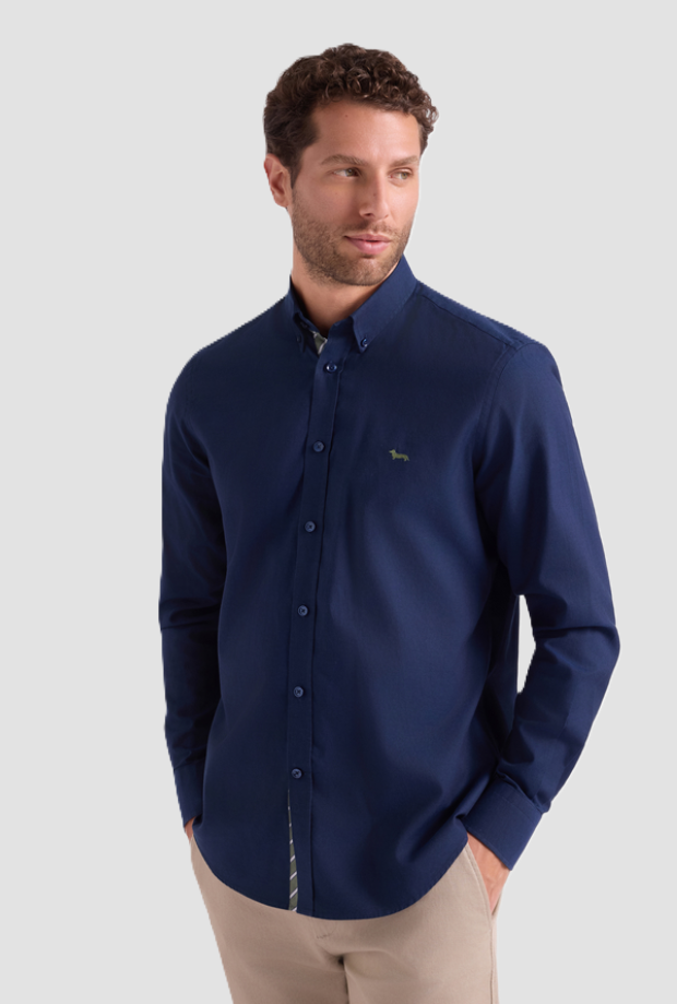 Camicia con finta regimental uomo blu scuro 