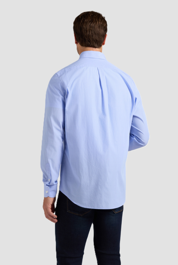 Camicia micro check uomo celeste 