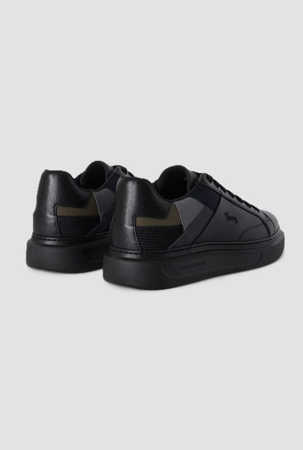 Scarpe in pelle con patchwork da uomo nero 