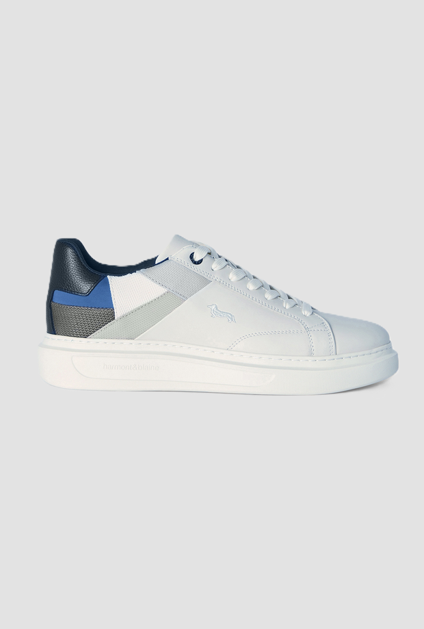 Scarpe in pelle con patchwork da uomo bianco 