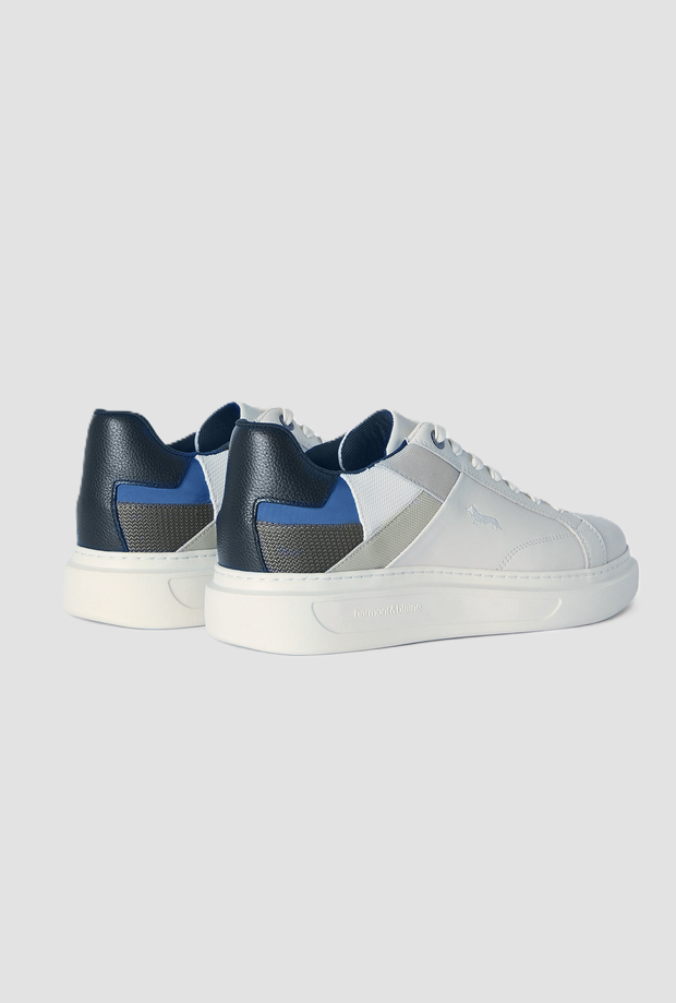 Scarpe in pelle con patchwork da uomo bianco 