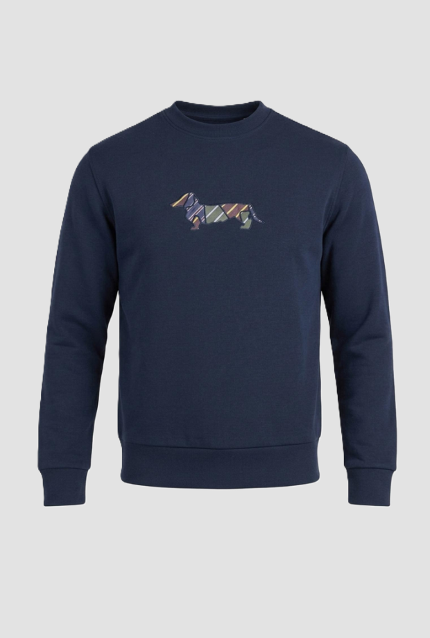Felpa girocollo con patch regimental uomo navy blue 