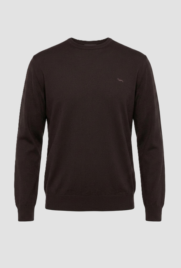 Maglia in lana da uomo marrone scuro 