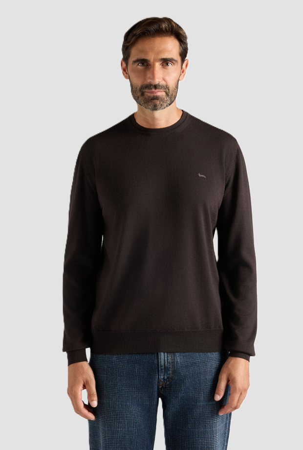 Maglia in lana da uomo marrone scuro 