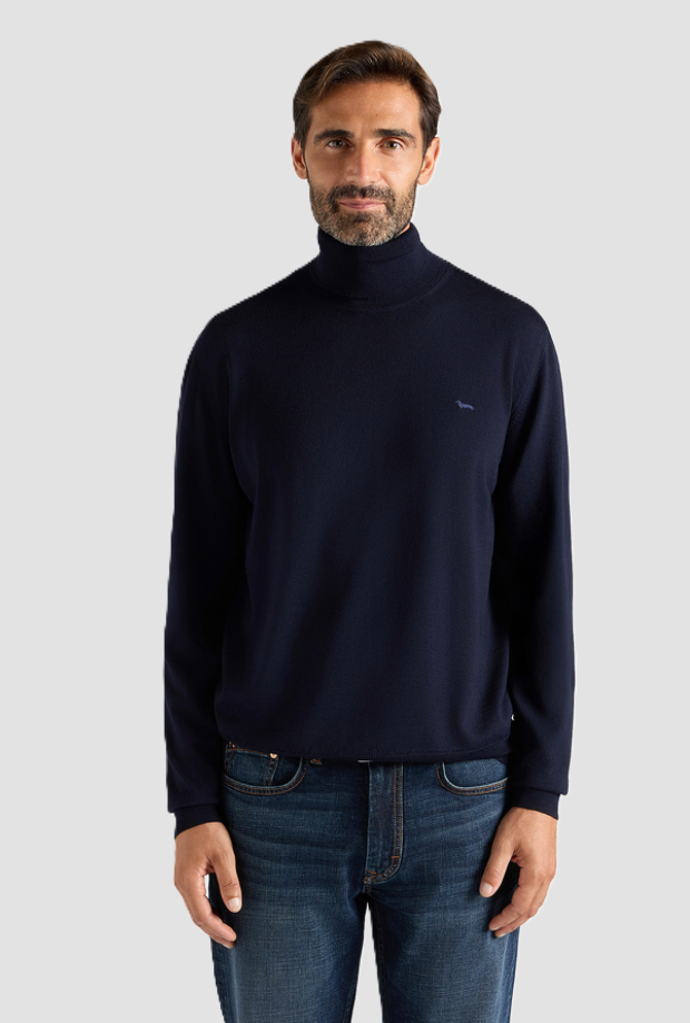 Dolcevita in lana da uomo navy blue 