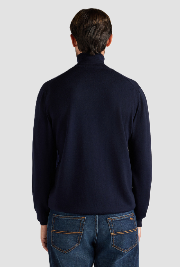 Dolcevita in lana da uomo navy blue 