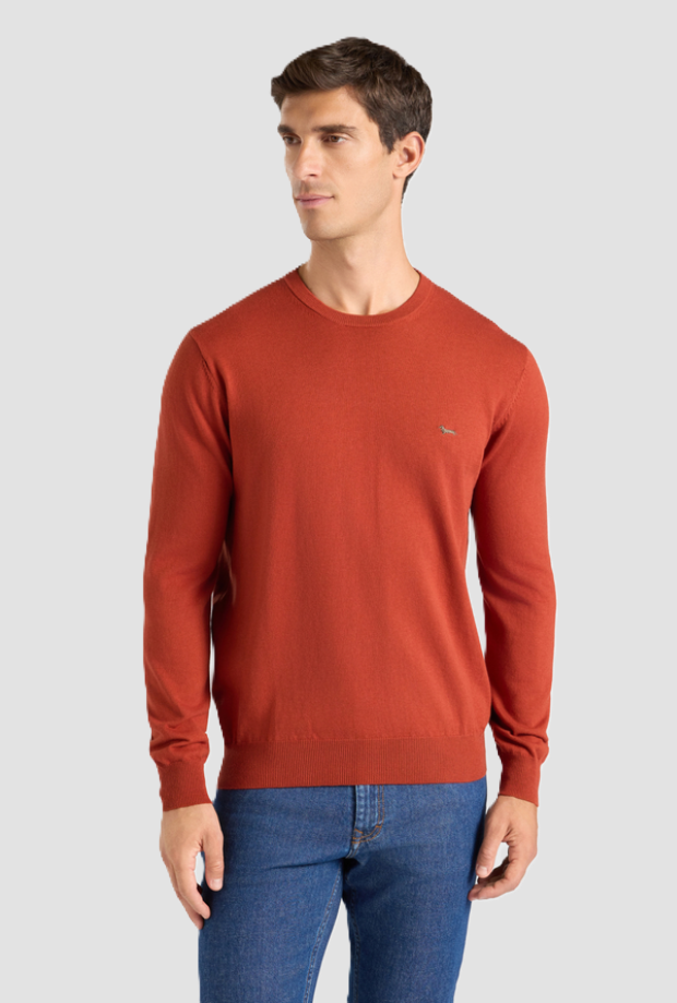 Maglia girocollo uomo rosso mattone 