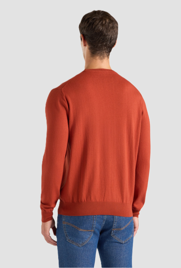 Maglia girocollo uomo rosso mattone 