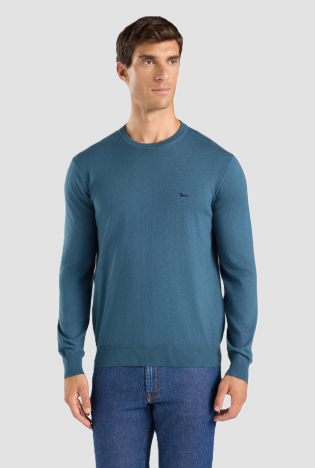 Maglia girocollo uomo verde ottanio 