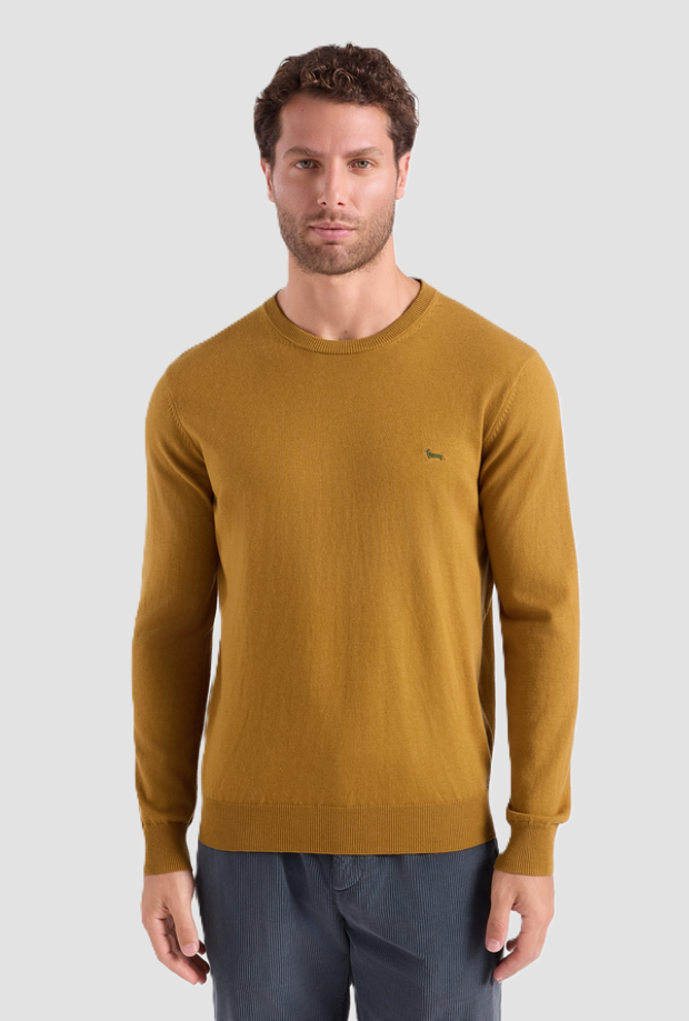 Maglia girocollo uomo giallo ocra 