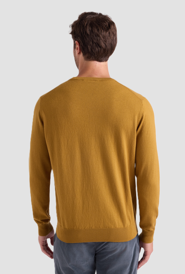 Maglia girocollo uomo giallo ocra 
