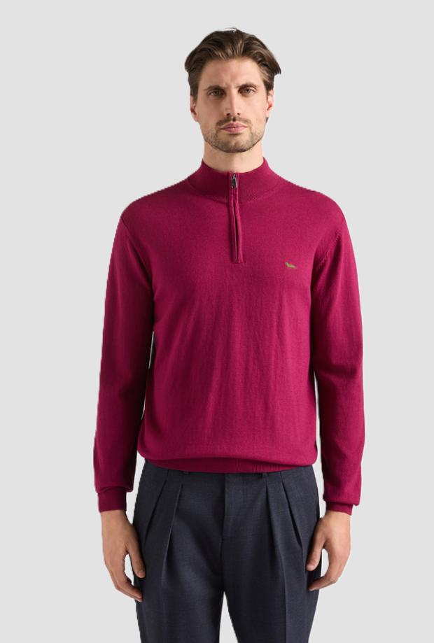 Maglia mezza zip uomo rosso 