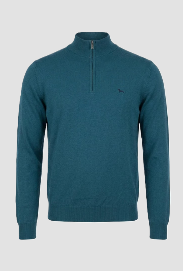 Maglia mezza zip uomo verde ottanio 