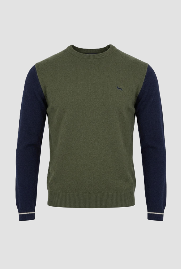 Maglia con maniche a contrasto uomo verde 
