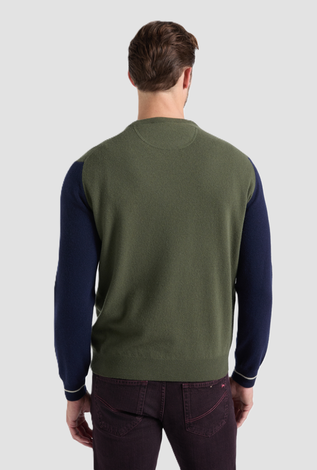Maglia con maniche a contrasto uomo verde 