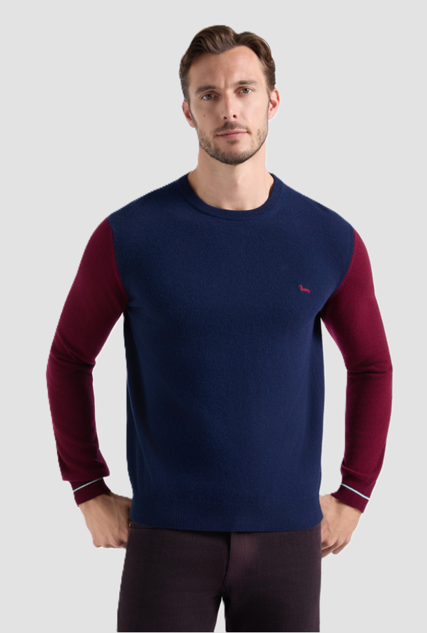 Maglia con maniche a contrasto uomo blu 