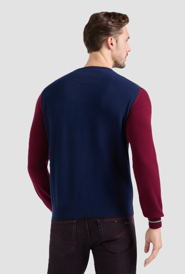Maglia con maniche a contrasto uomo blu 