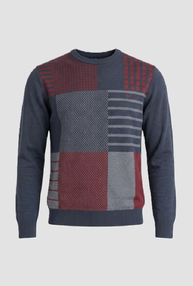 Maglia con patchwork uomo navy blue 