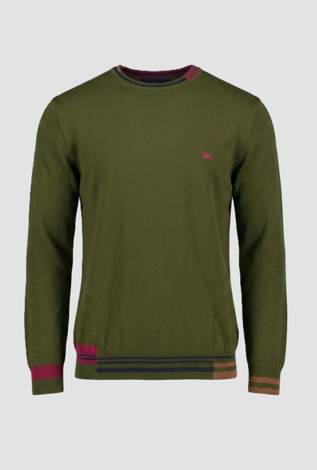 Maglia con dettagli multicolor da uomo verde 