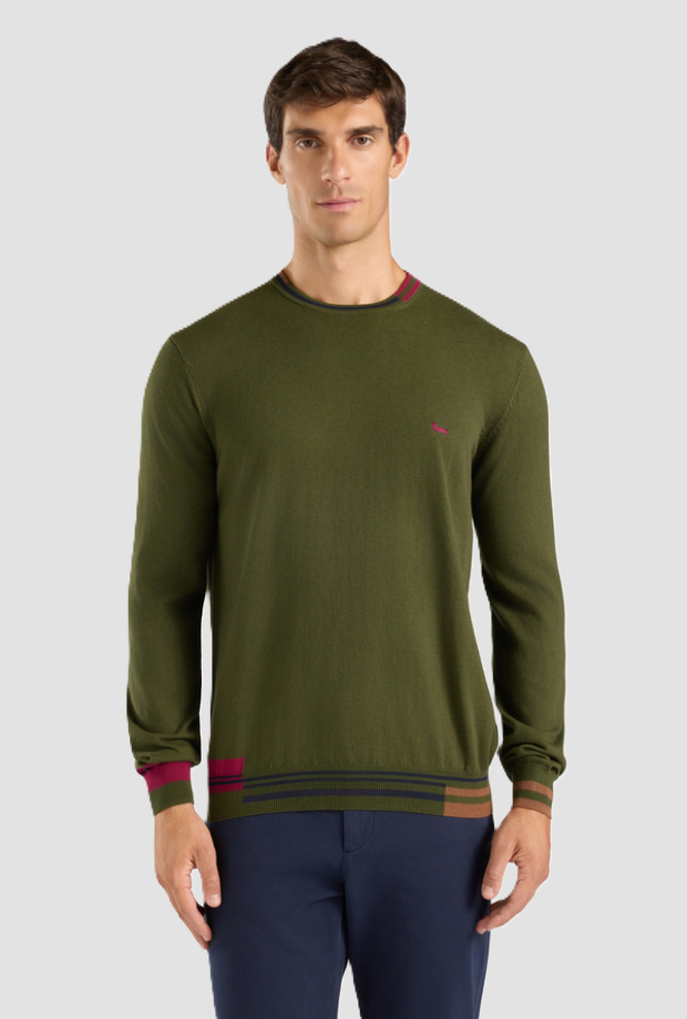 Maglia con dettagli multicolor da uomo verde 