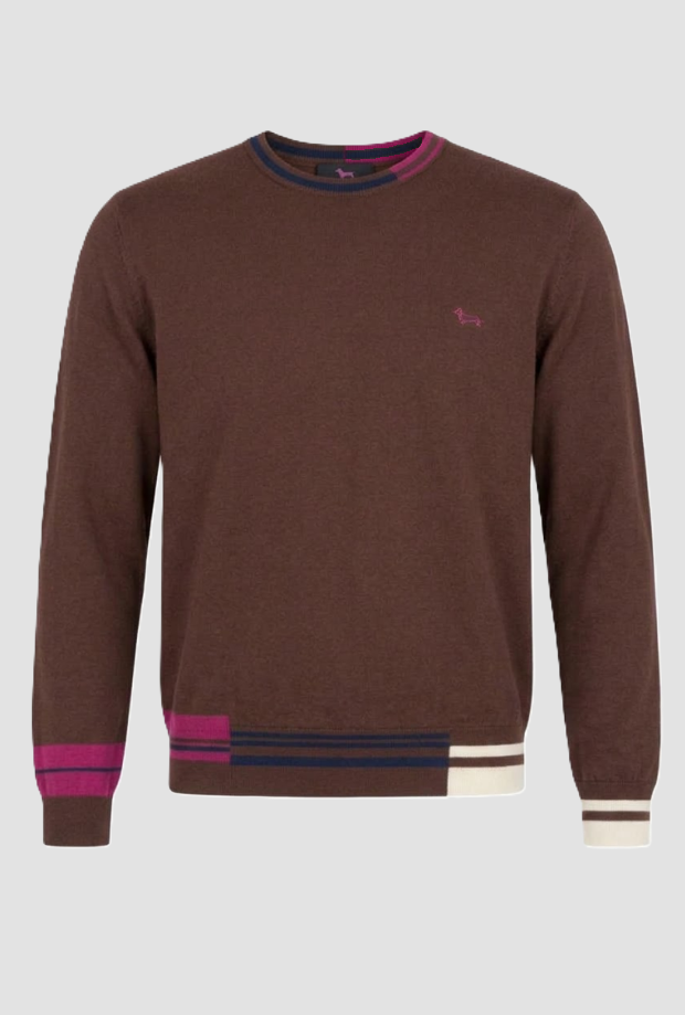 Maglia con dettagli multicolor da uomo marrone 