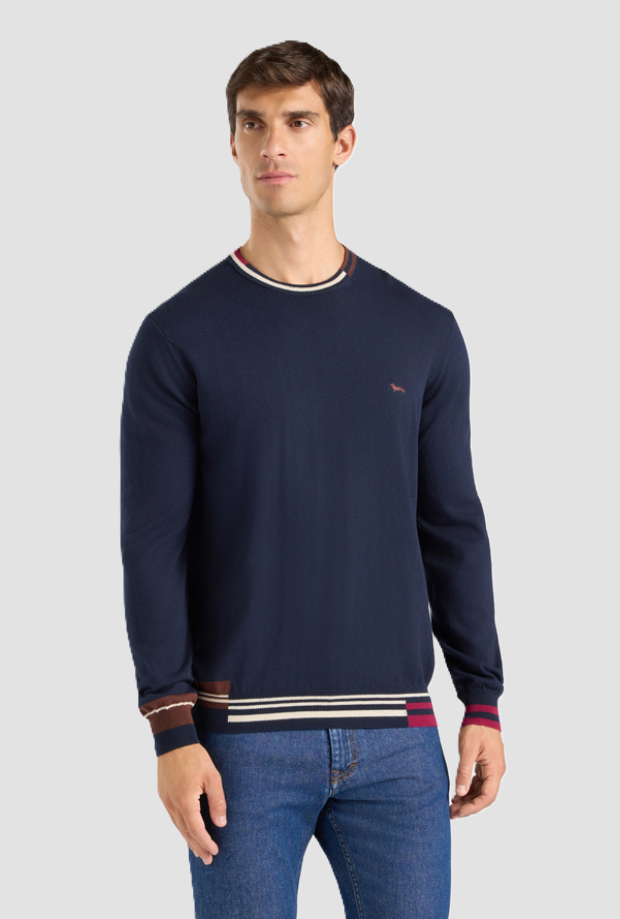 Maglia con dettagli multicolor da uomo navy blue 