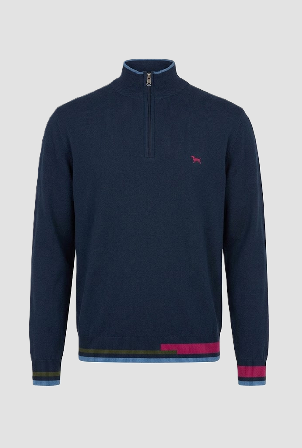 Maglia mezza zip a collo alto uomo navy blue 