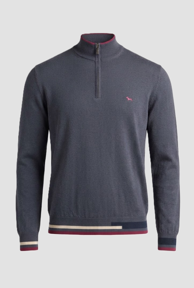 Maglia mezza zip a collo alto uomo grigio 
