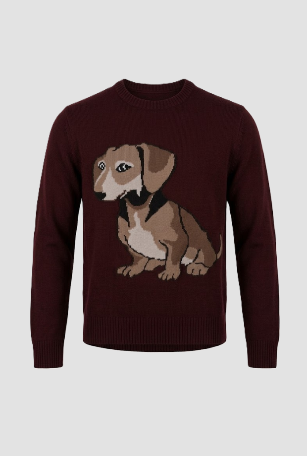 Pullover con stampa uomo bordeaux 