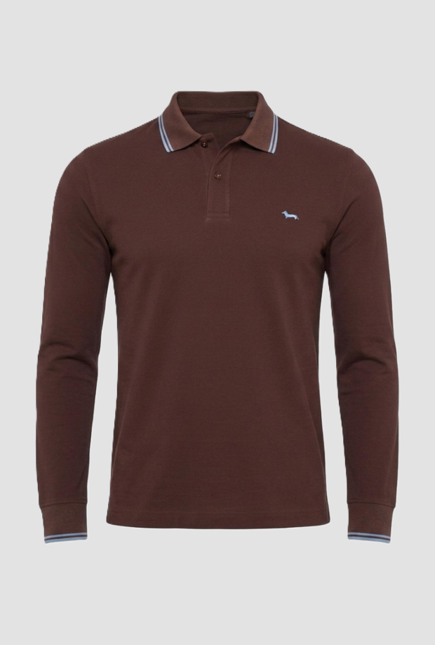 Polo narrow fit da uomo marrone 