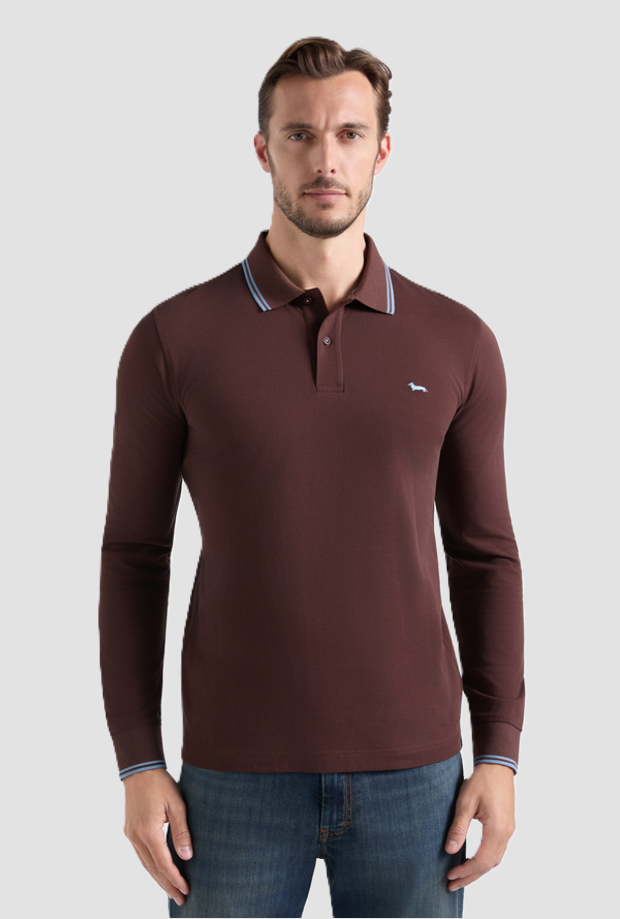 Polo narrow fit da uomo marrone 