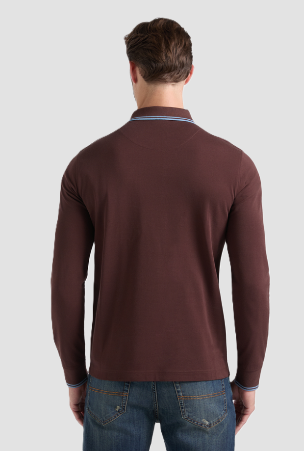 Polo narrow fit da uomo marrone 