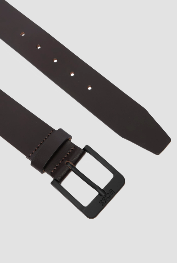 Cintura in pelle da uomo marrone scuro 