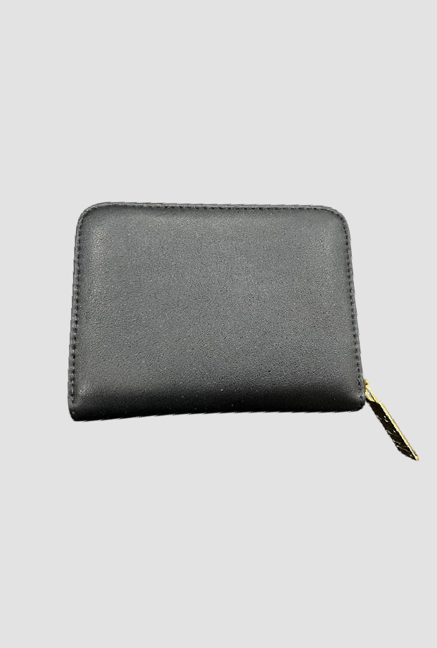 Portafoglio con logo e zip donna nero 