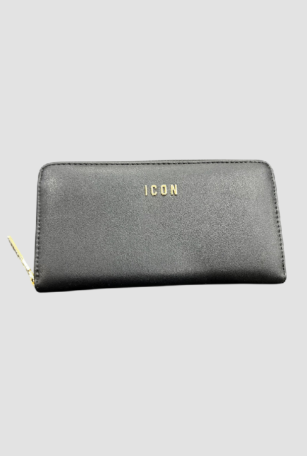 Portafoglio con zip e logo donna nero 